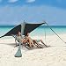 Strandmuscheln Strand Sonnenschutz Strandzelt Sonnendach Sonnensegel für Strand Camping Outdoor mit Sandsäcken und Stangen (Grau, 210cm & 2 Stangen)