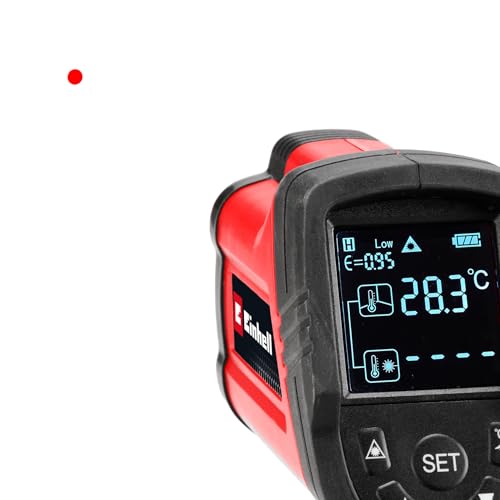 Einhell Infrarot-Thermometer TC-IT 550 (-50 bis +550 °C, 3 Emissionsgrade einstellbar, LCD-Display mit Hintergrundbeleuchtung, Messungen in °C und °F)