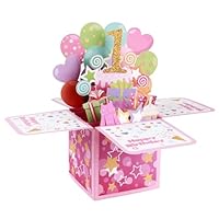Happy 1th Birthday 3D Pop Up Birthday Card 3D Popup Greeting Cards First Birthday Card Gift for 1 Year Old Boy Baby Daughter Son Nephew Wife Husband Grandson With Envelopes