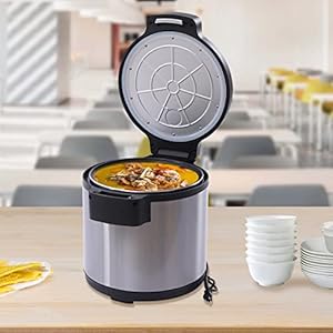 Black, Silver Rice Warmer, Commercial Lid Non-stick Inner Pot Electric Rice Warmer for Restaurant (19L/20QT), Electric Food Warmer for Breakfast Stores, Hotels, 18.5 * 15 * 12.6 inch