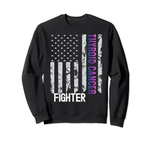 Vintage U.S Flag Thyroid Cancer Awareness Sweatshirt
