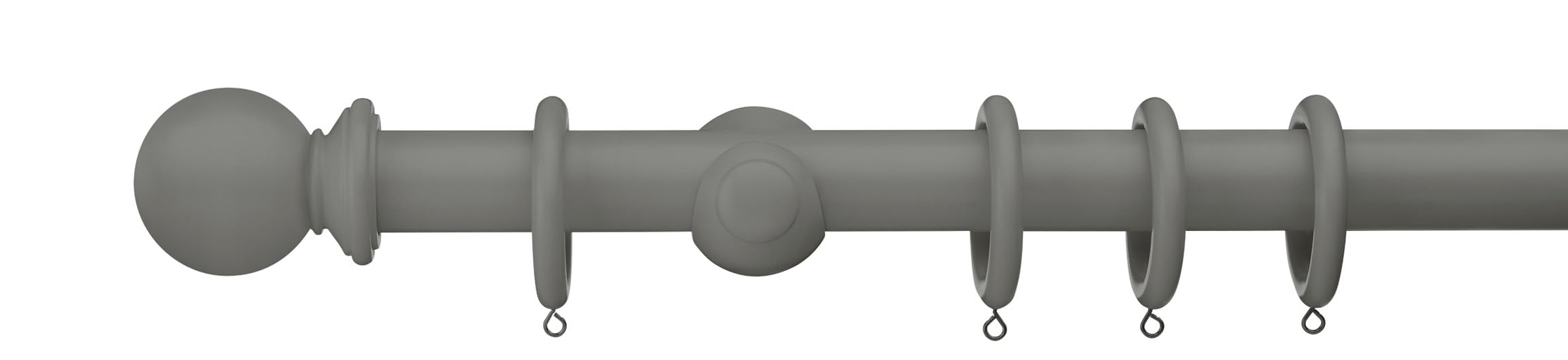 Swish Romantica Ball 35Mm Wooden Curtain Pole Set, Cobble Stone, 240Cm
