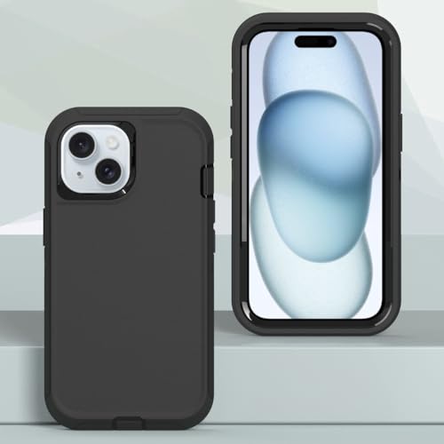 Image of Case for iPhone 15 Plus, Heavy-Duty Tough Rugged Shockproof Drop Protective Cover Phone Cases, Black