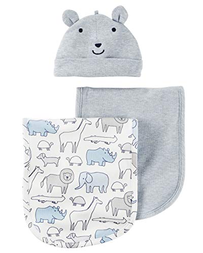 Carter's Baby Boys' 3-Piece Heathered Burp Cloth & Hat Set