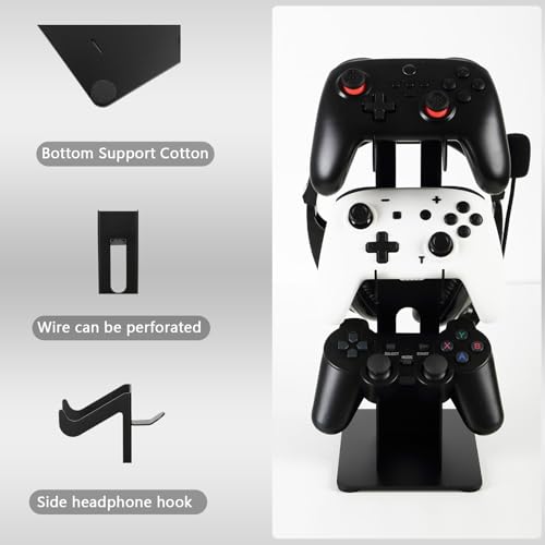 Image of Controller Holder 3 Tier, Controller and Headset Aluminum Stand for Gaming Desk, Stronger Snap-on Construction Hanger for All Universal Gaming PC Accessories
