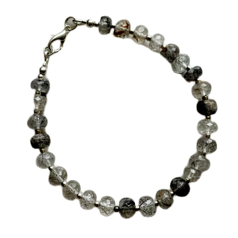 Bracelet en rutile noire naturelle LKBEADS, un cadeau fait main unique de 18 cm