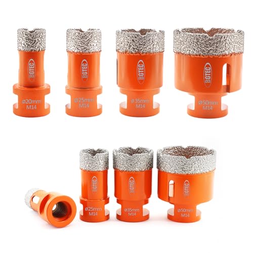 BGTEC 4pcs Dry Diamond Core Drill Bits Set Hole Saw Kit for Porcelain Tile Ceramic Marble Brick M14 Thread Hole Saw Mixed 20/25/35/50mm