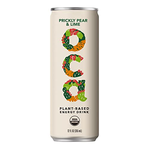 Oca - Plant Based Energy Drink - Natural Low Sugar - Organic Energy Drink & Vegan - Prickly Pear Lime - 60 Cal. Can - 12 Pack #TOP1