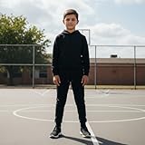 Bonjour Kids Boys Girls Childrens School Jog Pants Sports Games Fleece PE Joggers Trouser Jogging Tracksuit Bottoms Football 3-13 Years Black - Image 4