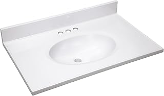 Design House Vanity Top Sink, Cultured Marble, 3 Predrilled Centerset, 4...