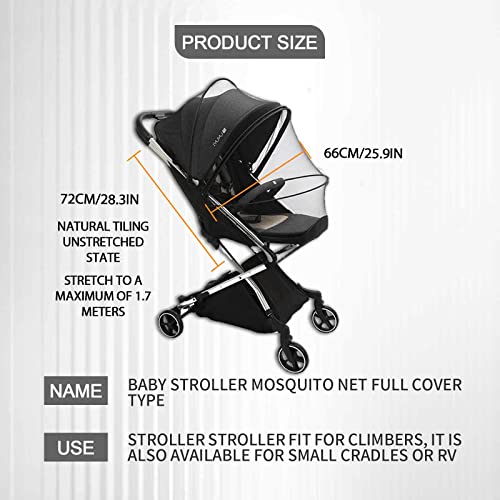 Miniatura 2 de Derjdisf Mosquitera Carrito Bebe Universal,Respirable Red Antimosquitos Bebe Con Cremallera,3d Pvc Support Red Antiinsectos Malla Encriptada Para Capazo,Silla De Paseo,Cuna De Viaje Negro