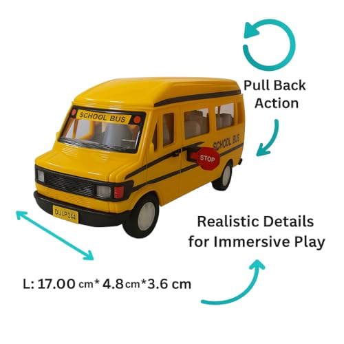Image of Amisha Gift Gallery Diecast Toy Car for Kids 1:36 Scale Model Metal Pull Back Sports Car Boys (Shcool Bus)