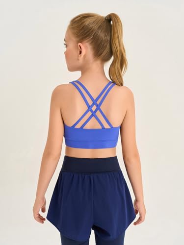 Haloumoning Girls Training Bra Kids Strappy Scoop Neck Bras Yoga Sports Comfort Dance Crop Top 5-14 Years3