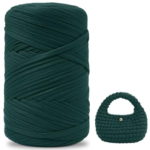 iEGrow Fil pour Crochet,400 g/140m Fil Polyester en Tissu Chunky Tshirt Yarn, T-Shirt Crochet pour Sac,Paniers,Bricolage,Décoration...