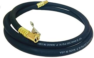 MADE IN USA - 5' Rubber Inflation Hose w/Euro Chuck for all Tire Changers 60 inches Long