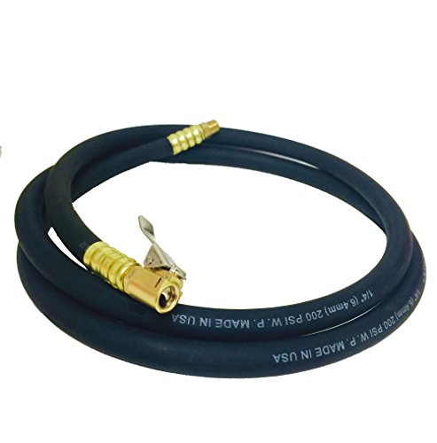 MADE IN USA - 5' Rubber Inflation Hose w/Euro Chuck for all Tire Changers 60 inches Long
