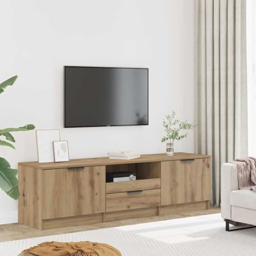 YNGBHFNOP Meuble TV Salon Moderne en Chêne Artisanal 140 cm, Buffet Rangement avec 3 Tiroirs et 3 Étages, Bois d'Ingénierie Stable pour Téléviseur, Idéal...