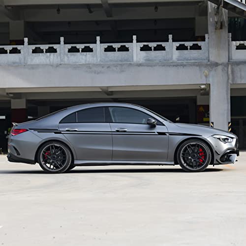 Ruiante Car Body Side Stripe Decal Racing Sport Style Stripes Stickers Graphic Vinyl Decals Door Panel Decal Car Waistline Sticker Universal Car Accessories Decoration (2Pcs Black) #TOP3