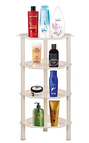 Slzbcy CYSS5-N-N 4 Tier Shower Caddies, Organizer Shelf Corner, Plastic Shower Rack Stands For Bathroom, Storage Bath Shower Caddy, 13.5X 10 X 33.5 Inches, Beige cover