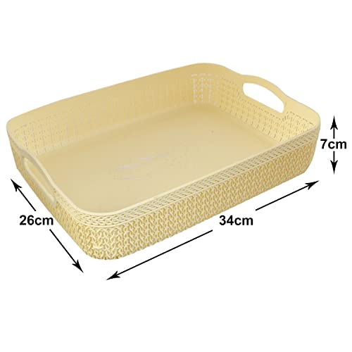 Image of Heart Home Q-4 Multiuses Designer Unbreakable Plastic Storage Basket /Organizer /Bin For Home, Kitchen, Bathroom, Office Use Pack of 2 (Blue & White)-50HH01595