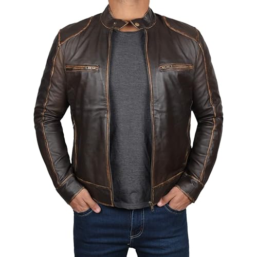 JEShifangjiusu Chaqueta Hombre Moto Piel Sintética miniatura 1