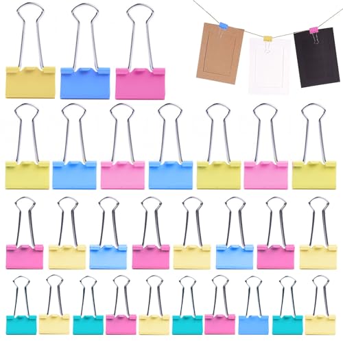 75 Stück Foldback Klammern Set, 15mm/19mm/25mm/32mm Binder Clips Büroklammern Bunt, Vielzweckklammern Dokumenten Clips,Metall Klammern Papierklammern für Schule Bürobedarf Briefpapier Notizen