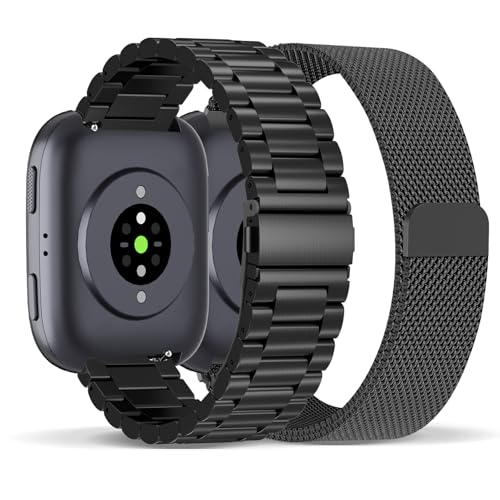 Compatible with Amazfit Bip 6 Watch Band/Amazfit Bip 5 Bands, 22mm Stainless Steel 2 Pack Metal and Mesh Bracelet Strap for Amazfit GTR 4/3 Pro/3/2/2e/GTR 47mm/Balance 2/Balance Women Men Accessory by Conidido - Used condition - Image 2