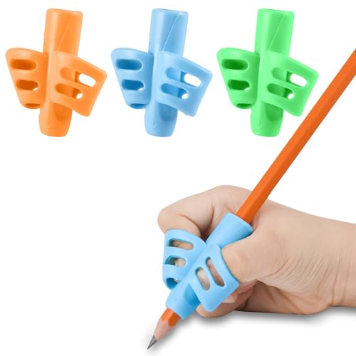 Stiftehalter Kinder - Silikon Schreibhilfe Griff zur Korrektur der Stifthaltung Ergonomischer Bleistiftgriff für Rechtshänder & Linkshänder Lernstift Hilfsmittel für Vorschule & Grundschule 3 Stück