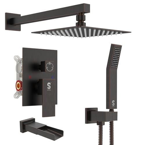 Image of SR SUN RISE 12'' All-Metal Shower System with Tub Spout Handheld Sprayer
