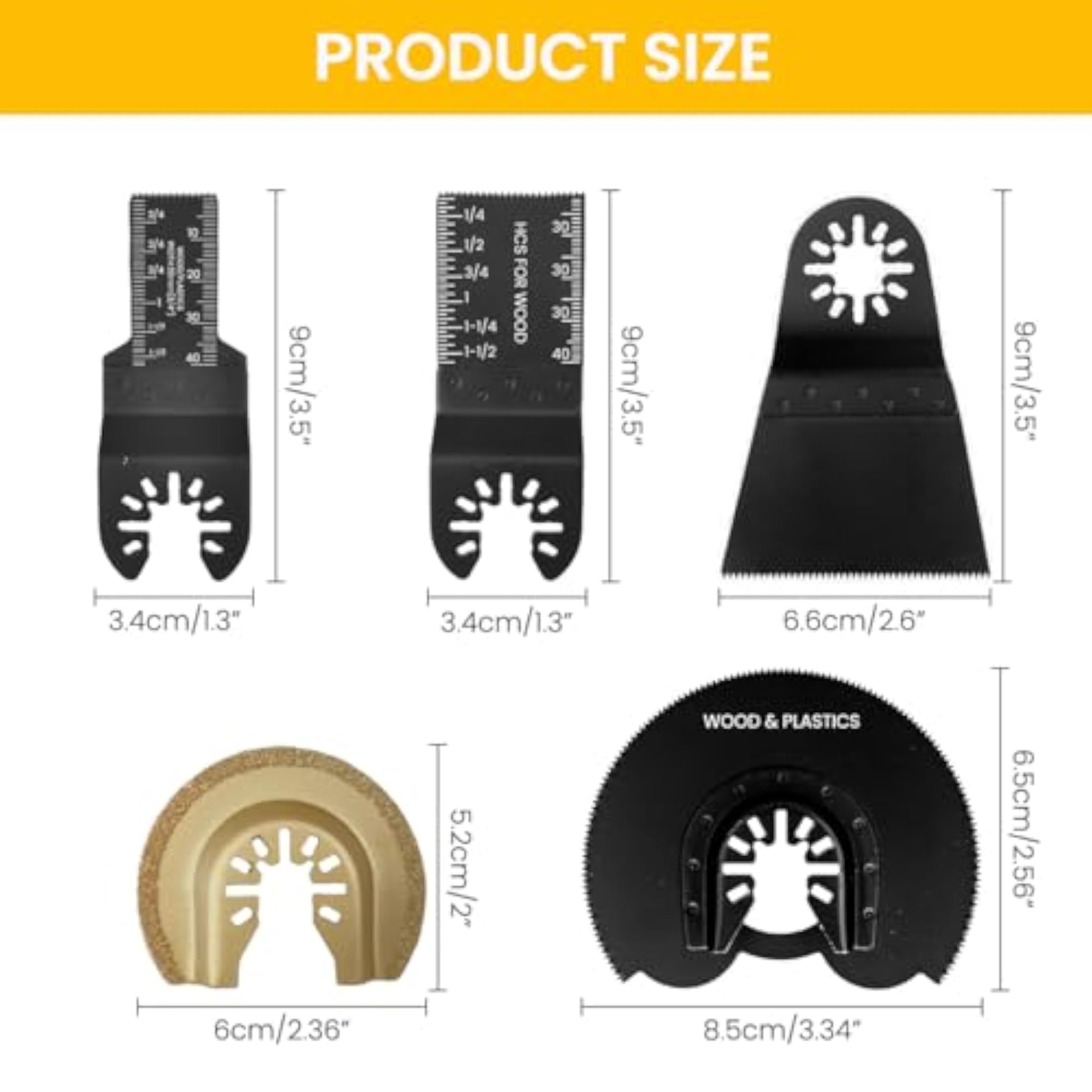 5Pcs Oscillating Tool Blades Set for Wood Cutting & Scraping