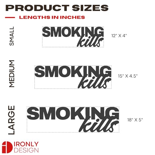 Image of Sticker for Glass & Mirrors| Minimal Vinyl Decal for Bedroom Bathroom & Cafe | Self-Adhesive Waterproof Quote Aesthetic Mirror Sticker | No Mirror Included (Smoking K*lls, Small, Matt Black)