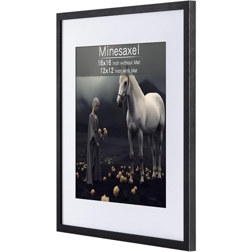 Minesaxel 16X16 Picture Frames With 12X12 Opening Mat, Display 12 X 12 Pictures/Photos Or 16 X 16 Posters, Square Gallery Wall Frame Set Of 9 thumb #1