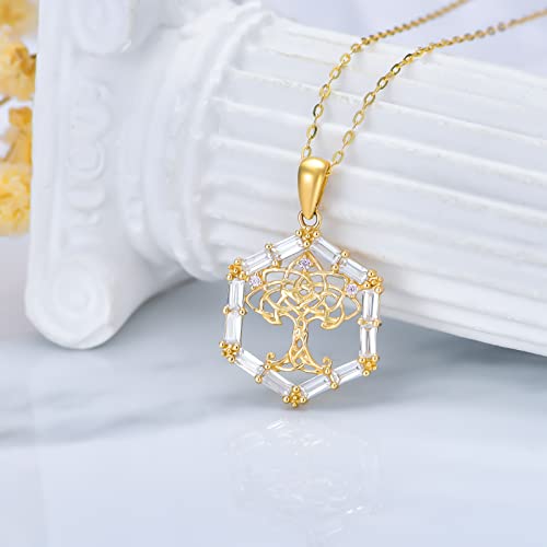 14K Gold Dream Catcher Necklace for Women, Dainty Tree of Life Necklace Birthday Gifts for Girlfriend Wife Mom Her 16+1+1 inch4