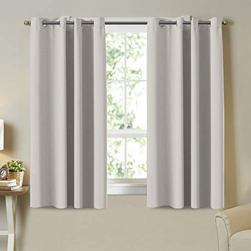 Turquoize Stone Curtains Thermal Insulated Blackout Curtains for Bedroom 63 Inch Length Grommet Top Curtains 2 Panels Set Room Darkening Curtains Drapes for Living Room, 52 x 63 Inches, Stone