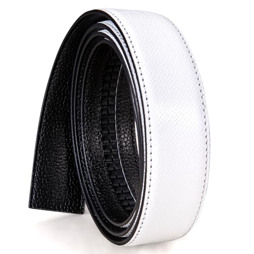 Image of Designer Men's Belts, Ratchet Leather Sliding Buckle Dress Belt | 1 3 /8 inch(3.5cm) Genuine Leather Adjustable Strap, Automatic Ratcheting Buckles, Gift‑Boxed, Trim to Fit, for Business Casual