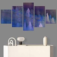 SIGNWIN 5 Panel Canvas Wall Art Modern Art Forest Multicolor Photography Relax/Calm Romantics Scenic for Home Decorations Ready to Hang - 60