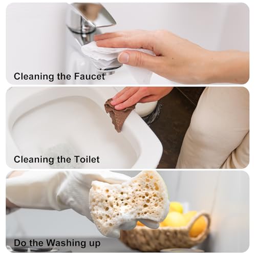 Image of PATIKIL Kitchen Sponge with Handles, 1Pcs Cellulose Sponges Cleaning Brush Scrubbing Pads Wipe Glass Wiper for Bathtubs, Kitchen Surfaces,Glass Windows, Blue