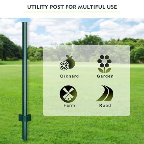 image for Gtongoko New Version 7 Feet Heavy Duty Metal Fence Post, Pack of 8, T 