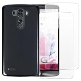 Shantime Case with 2 Pack Screen Protector Combo Compatible with LG G3, Shockproof Cover and Tempered Glass Set for Full Body Safety(Black)