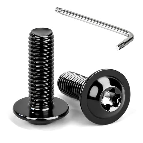 Tunejoy Tornillos de Cabeza Alomada Torx con Brida M8 x 25 mm Negro Tornillo de Cabeza Hexagonal de Acero Inoxidable A2 V2A Tornillos Máquina con Allen Rosca Completa 20 Piezas