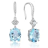 4.95Ct Oval Natural Birthstone Hook Dangle Earrings Hypoallergenic Silver for Women 0.9