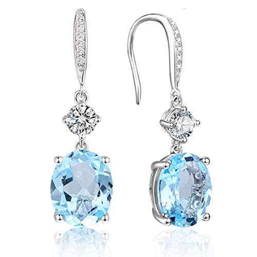 4.95Ct Oval Natural Birthstone Hook Dangle Earrings Hypoallergenic Silver for Women 0.9