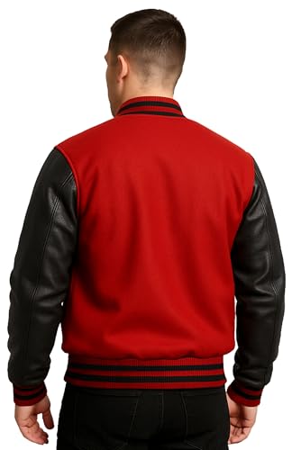 Image of Mens Varsity Letterman Baseball Bomber Jacket | Casual Fashion Wool & Faux Leather College /High School Jackets