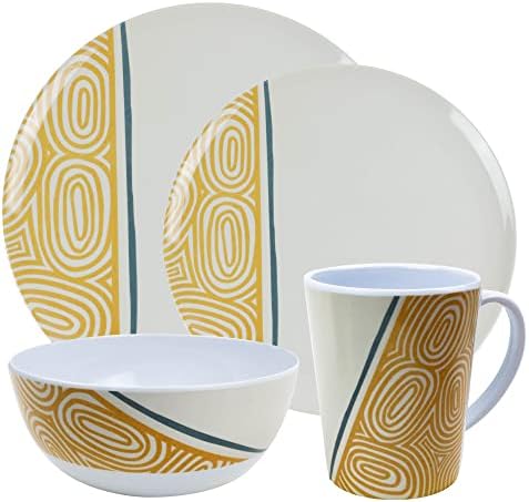 Set Da Campeggio 16 Pezzi Melamina Leisurewize STRIPE - Piatti E Ciotole