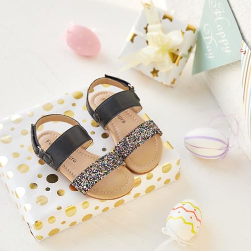 Image of Felix & Flora Toddler Girl Sandals - Little Girl Easter Dress Shoes Lightweight Open Toe Beach Holiday Flats