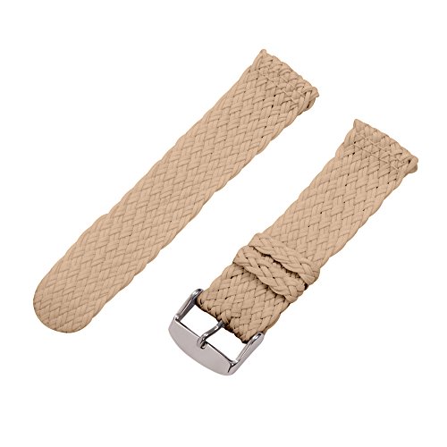 Clockwork Synergy® - 2 Piece Double Braided Perlon Watch Band (20mm, Sand)