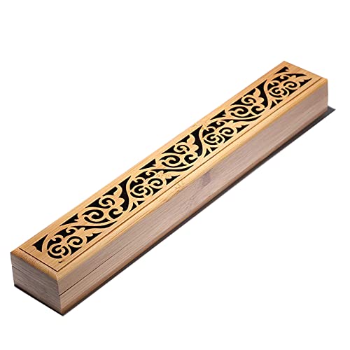 Bambus Holz Räucherstäbchen Halter Weihrauch Brenner Asche Fänger Räuchergefäß Platte Holz Räucherstäbchenhalter Box für Home Buddhist Temple Zubehör Decor für Meditation, Yoga, Aromatherapie Cover