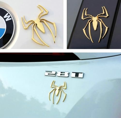 Image of JVCV 3D Metal Spider Sticker Chrome Logo Decal Emblem Badge for All Cars Bikes Laptops Headphones (Spider, Gold)
