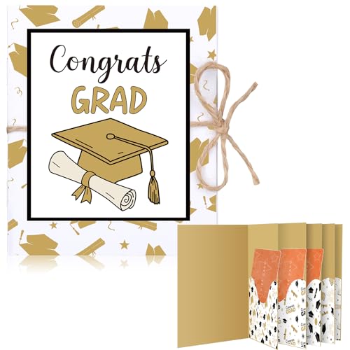 Eaasty Graduation Gift Card Book Senior 2026 Gift Card Holder Mini Booklet with 5 Slots 4.3 x 3.5 Congrats Grad Postcard Sleeves for Money Cash Graduate Party Favors(Gold Shiny)