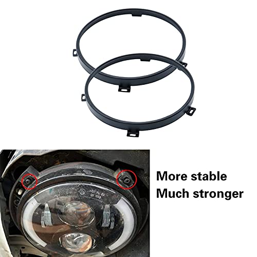 CENDAPRO 2pcs TJ Headlight Retaining Ring Mounting Bracket 7 Black Headlamp Bezel for 1997 1998 1999 2000 2001 2002 2003 2004 2005 2006 Jeep Wrangler TJ all models